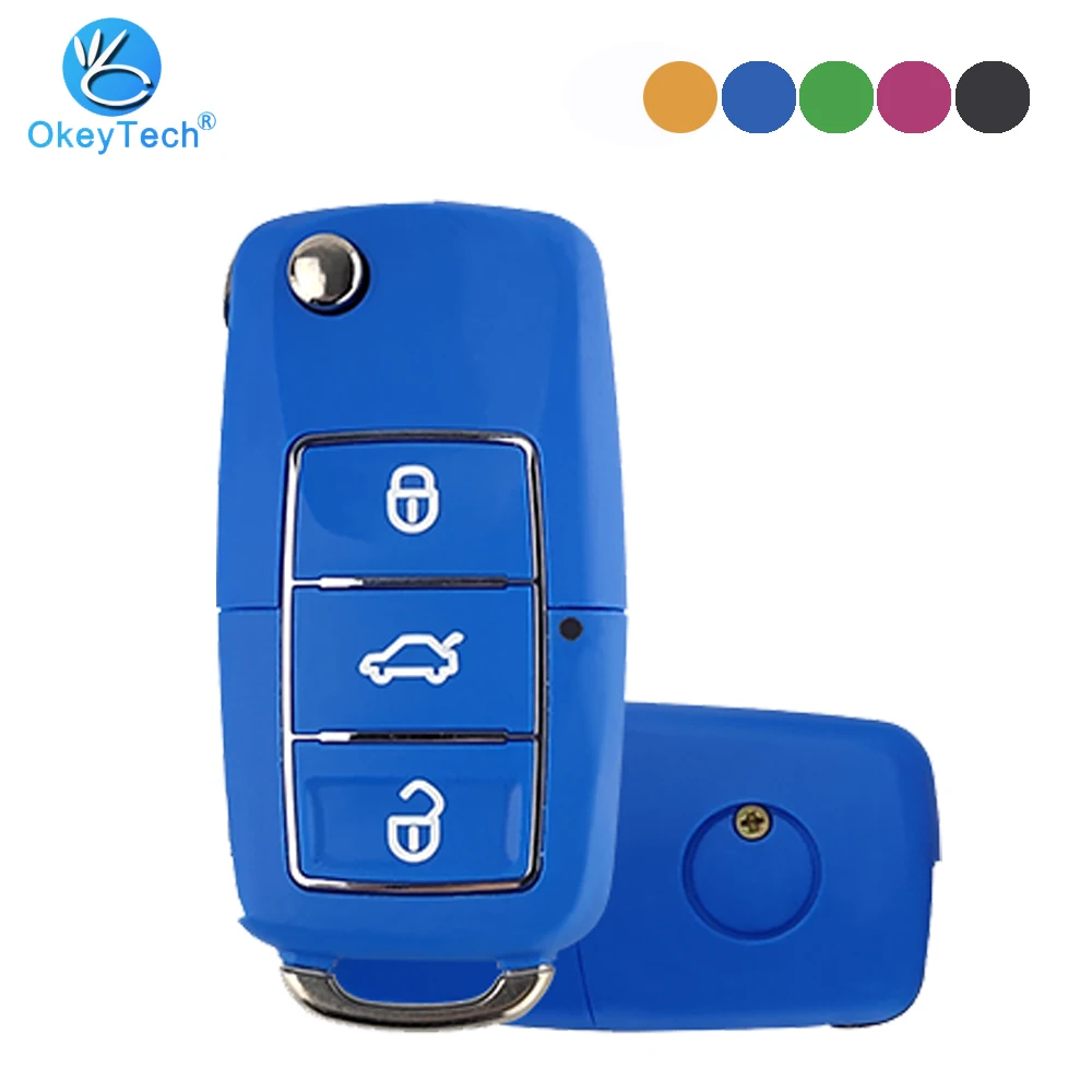 OkeyTech для VW Seat Skoda Jetta Golf Passat Beetle Polo Bora Octavia Key Shell 3 кнопки флип складной чехол для дистанционного ключа автомобиля чехол