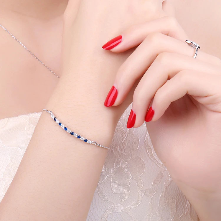 JewelryPalace многоцветный 0.4ct создан синий шпинель регулируемый браслет стерлингового серебра 925 Лидер продаж подарки для Для женщин девочек