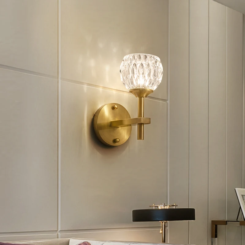 Современный настенный светильник FKL s Хрустальный золотистый прикроватный для