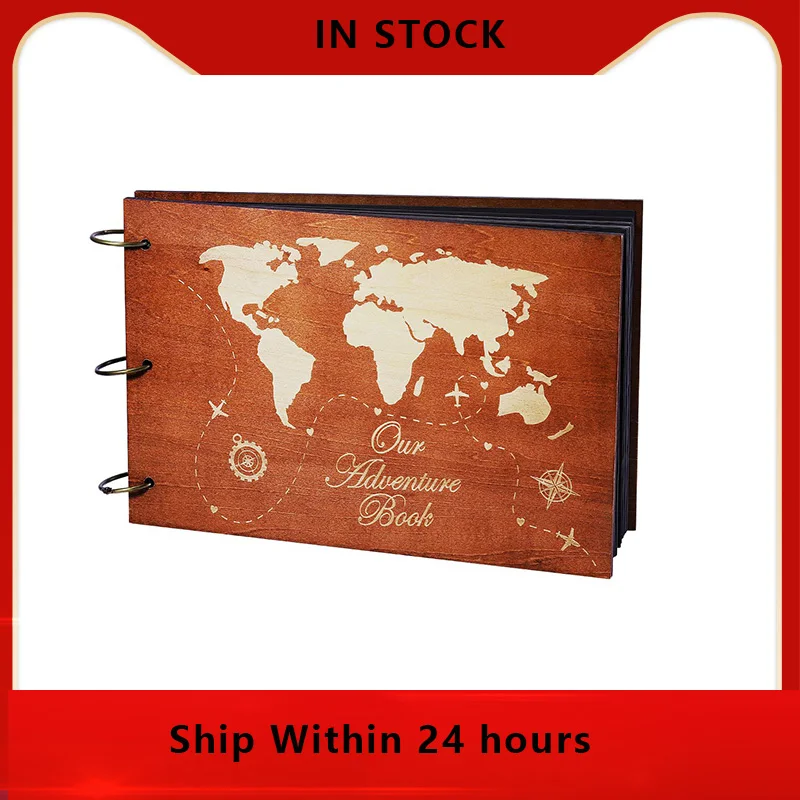 Partykindom 1 шт. фотоальбом карта винтажная деревянная книга ручной работы с памятью