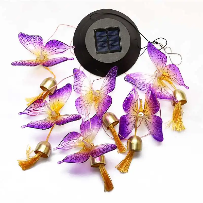 

Color Changing Solar Power Wind Chime Crystal Ball Hummingbird Butterfly Waterproof Outdoor Windchime Light for Patio Yard Garde