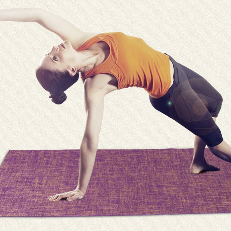 Новинка 183X61 см 6 мм Толщина безвкусный нескользящий льняной коврик для йоги