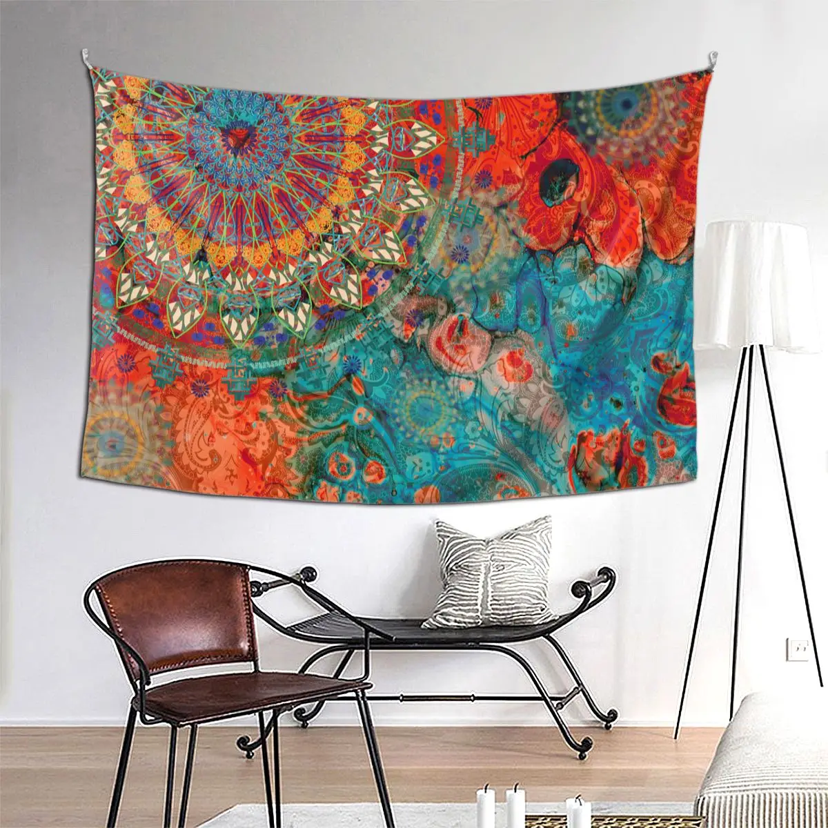 Богемная МАНДАЛА ГОБЕЛЕН в стиле бохо настенная подвеска хиппи тканевые