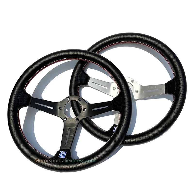 Черные/серебряные спицы с заклепками рулевое колесо из натуральной кожи ND