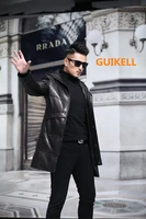 guikell fashion brand men leather jackets winter new mens comfortable leather jacket male casual hooded leather jacket coat