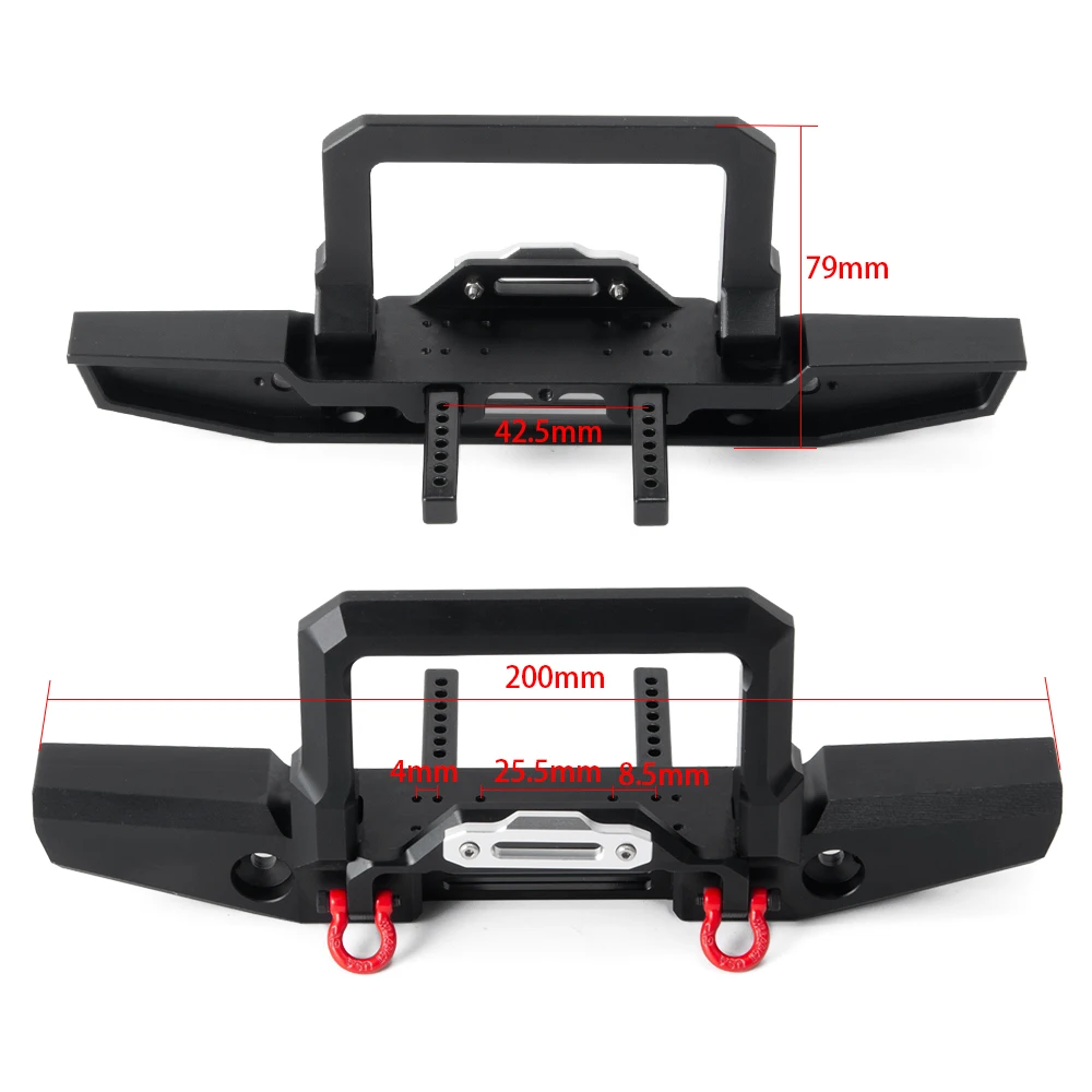 

YEAHRUN Metal Front Bumper with Light for Traxxas TRX4 1/10 RC Crawler