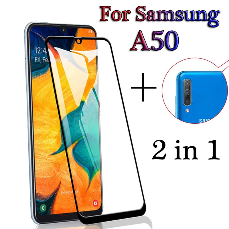 Защитное стекло Защитная пленка 2 в 1 для Samsung Galaxy A50/A505F|Защитные стёкла и плёнки