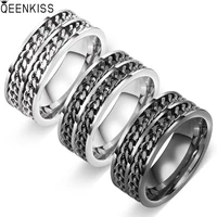 qeenkiss rg825 fine jewelry wholesale fashion new man boy birthday wedding gift rotatable chain titanium stainless steel ring