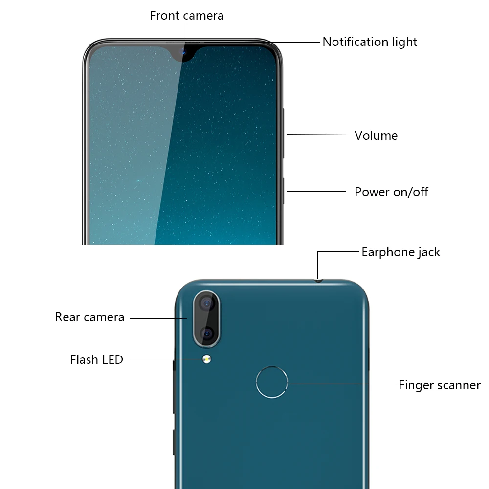 Смартфон Cubot R15 Pro 6 26 дюйма 3 + 32 ГБ Android 9 0 Pie двойная камера 16 МП Face ID 4G LTE 3000