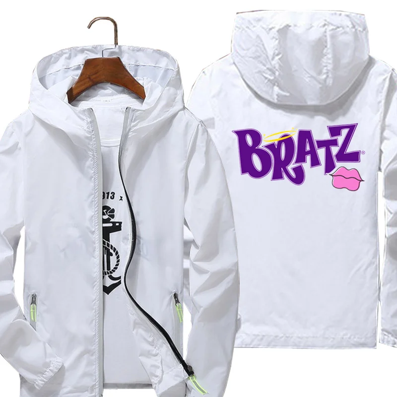 

Custom Men Women Bratz 3 Jackets Thin Hooded Running Jackets Windproof Repellent Cycling Windbreaker Clothing