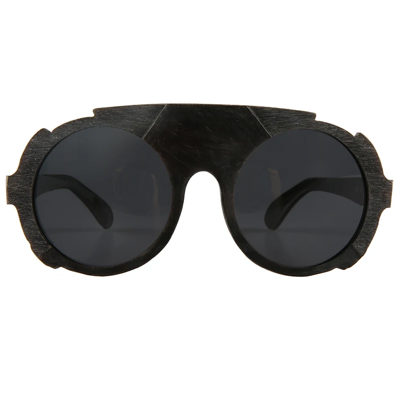 

2020 new style vintage antique big large huge round frame irregular black buffalo horn sunglasses for men