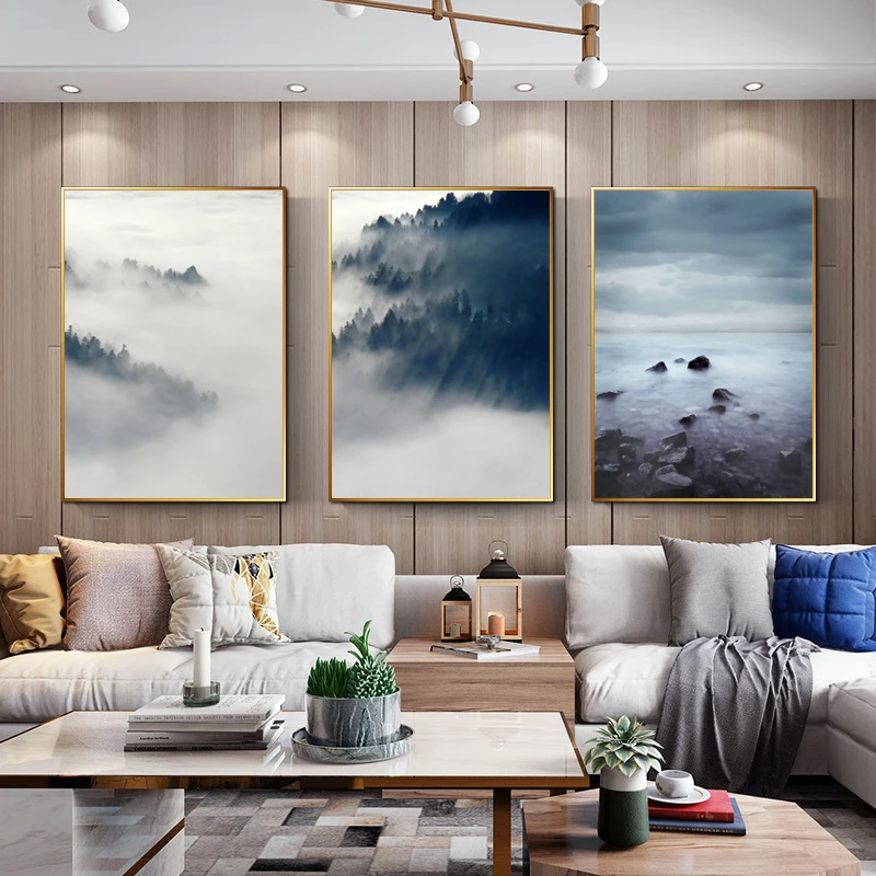 

Wall Art Picture Beach Clouds Canvas Painting Forest Nature Landscape Poster Nordic Style Print Scandinavian Living Room Decor