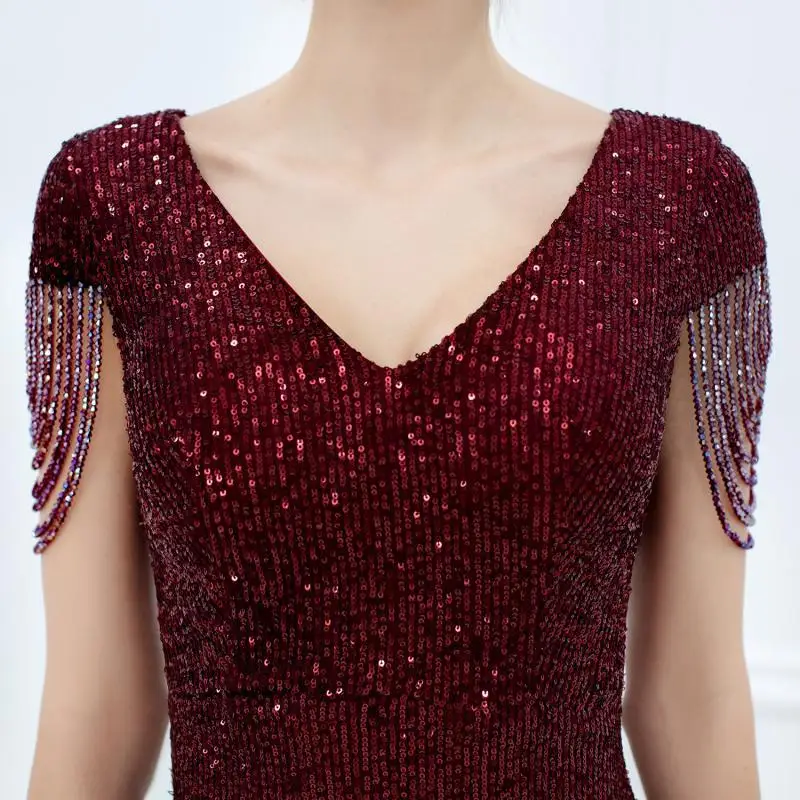 Длинные Дешевые Свадебные платья с V образным вырезом и блестками|Платья подруги