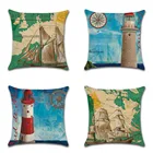 Новинка, чехол для подушки с рисунком в виде летящего маяков, льняная Подушка для украшения дома на заказ, чехол для автомобильной поясной подушки