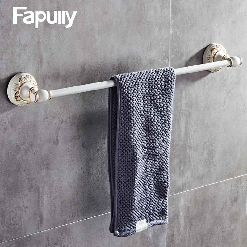 Fapully Bathroom Towel Holder Wall Mount Ivory White Long Rack Toilet Single Bar Accessories G128-03W | Обустройство дома