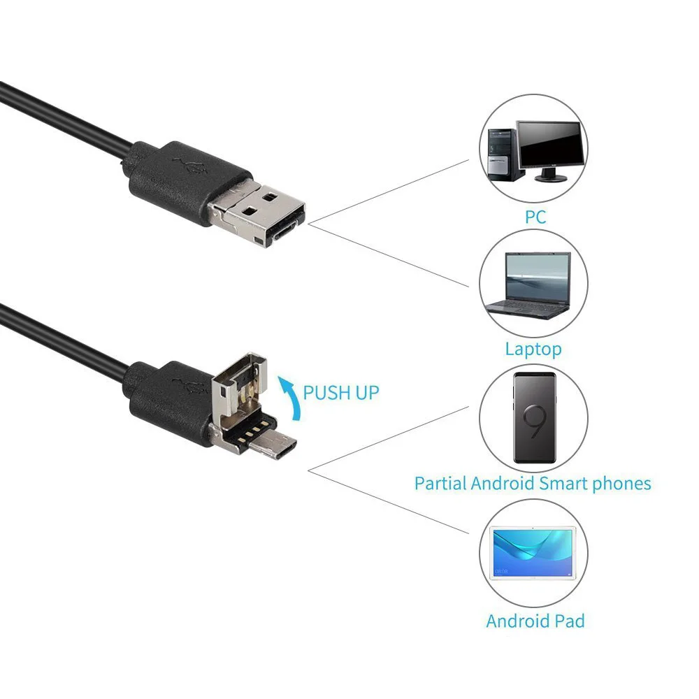 Android Endocop 2 в 1 2MP м 10 HD USB камера 7 мм IP67 Walterproof Schlange 720P Мобильный эндоскоп|Бороскопы| |