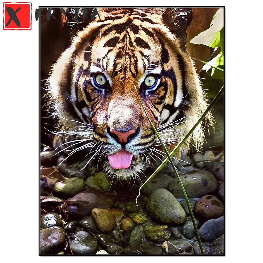

5d home decoration diamond painting Animal art tiger full drill square round diamond embroidery diamond art cross stitch mosaic