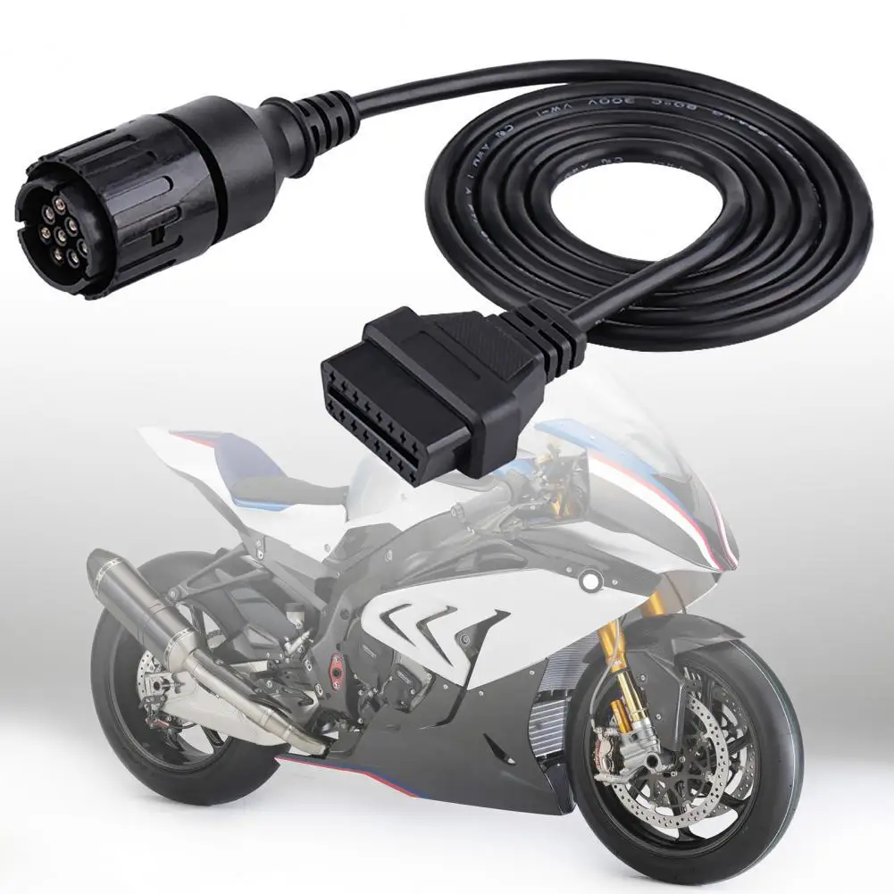 

Diagnostic Connector Cable Portable Stable Transmission 10 Pin to 16 Pin Black OBD2 Diagnostic Extension Cable for BMW Motorcycl