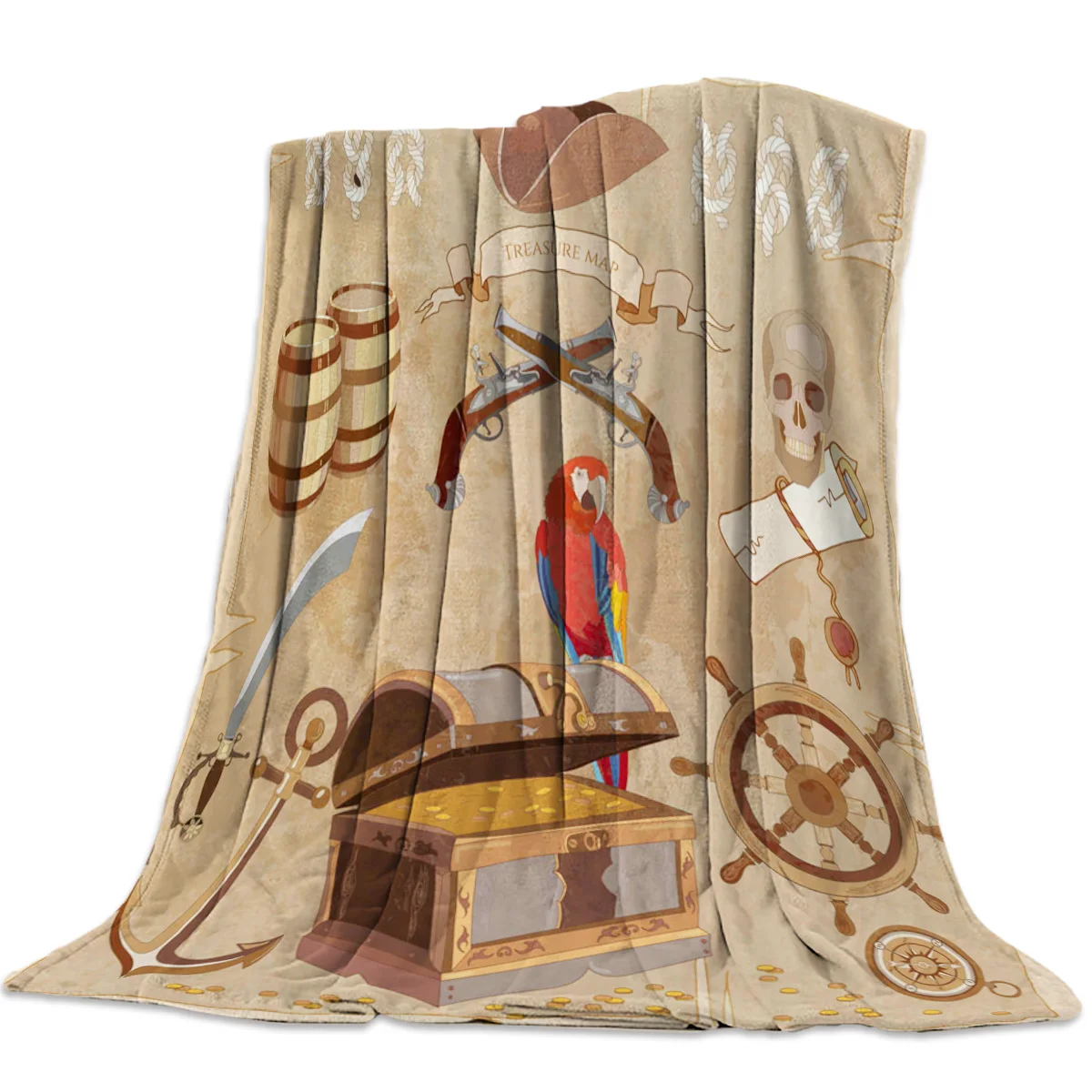 Детское Флисовое одеяло с рисунком черепа пиратского попугая|Одеяла| |