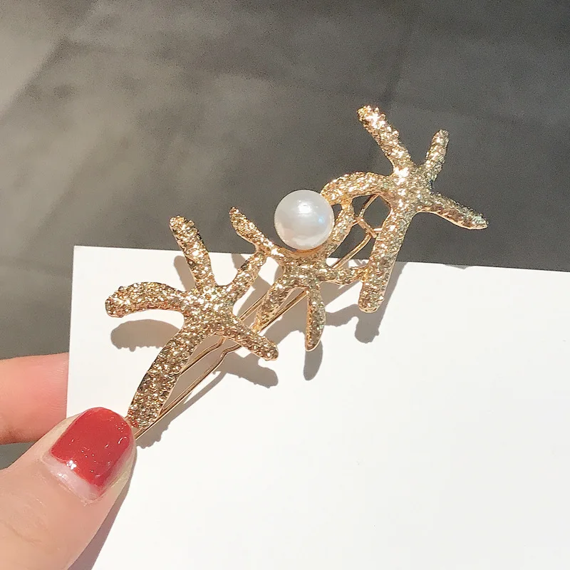 Заколка для волос с жемчужинами и морскими звездами 2019| |