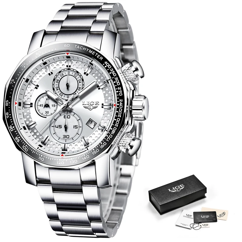 

2020 New Mens Watches LIGE Top Brand Luxury Sports Quartz All Steel Male Clock Military Waterproof Chronograph Relogio Masculino