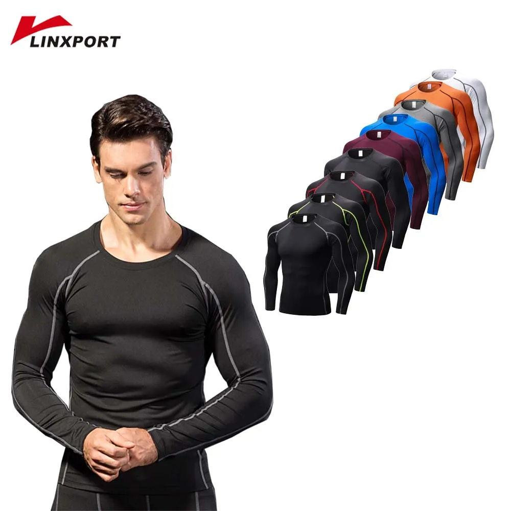 Для мужчин тренажерный зал рубашки с длинным рукавом плюс Размеры Фитнес Костюмы