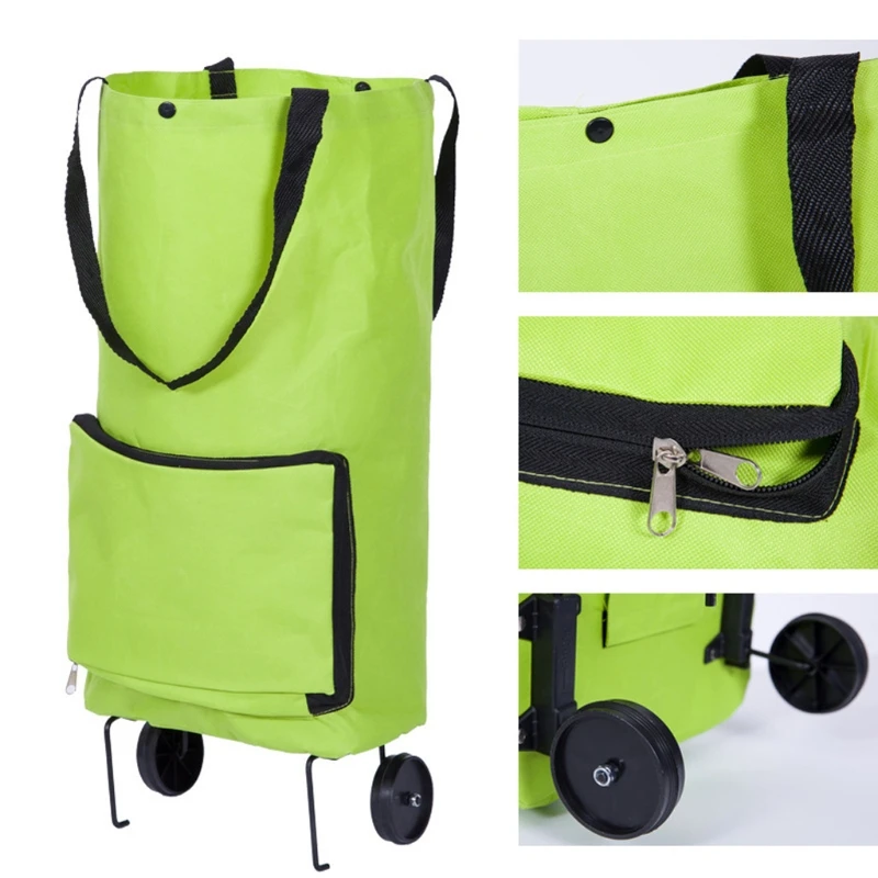 

Shopping Lightweight Trolley Bag Folding Wheels Travel Portable Luggage Fashion Y1AC