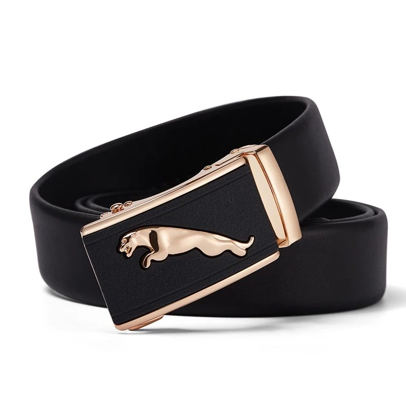 

LDEC brand fasthion genuine leather belt for men Automatic Buckle Black Cow Leather Belts for Men 3.5cm Width