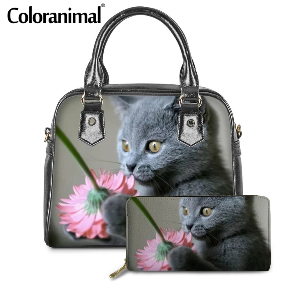 Coloranimal модная женская обувь 2 шт./компл. PU кожаная сумка на плечо тоут сумки и