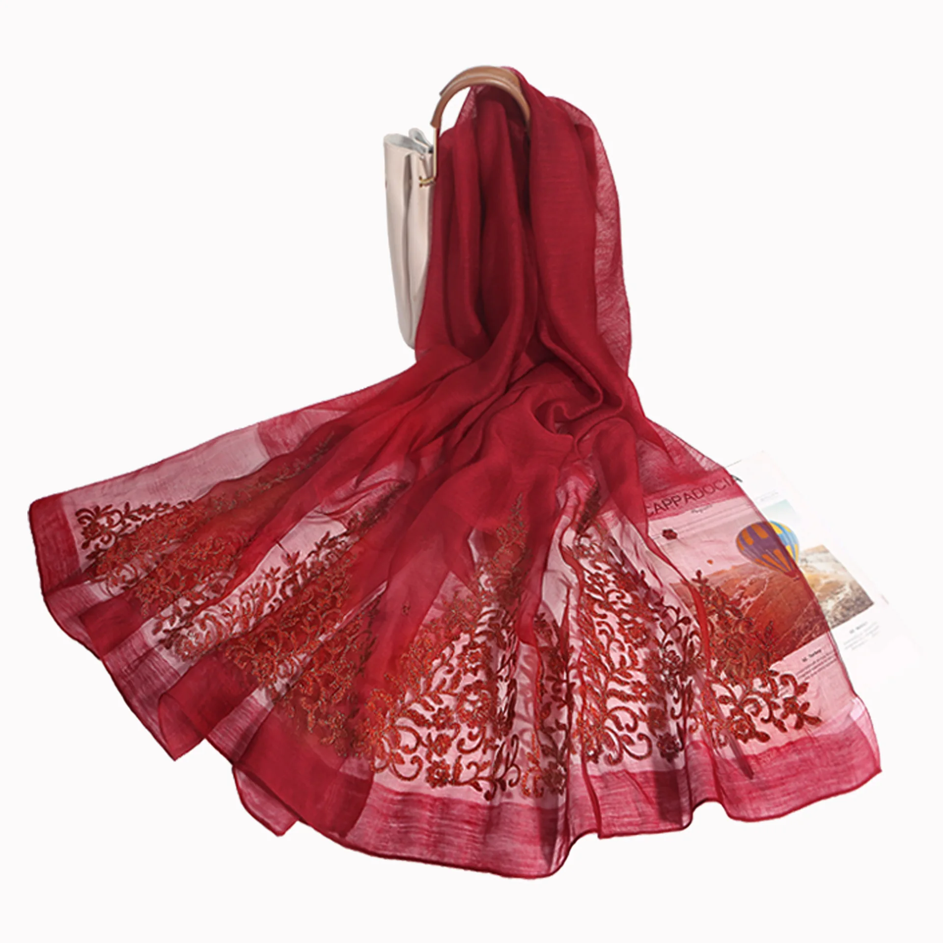 2020 Шелковый шерстяной шелковый шарф тутового шелка вышивка элегантный и