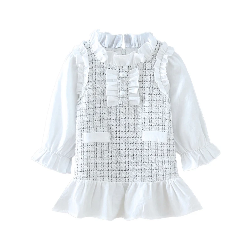 

Autumn Baby Girls Princess Lace Dresses Korean Style Toddlers Kids Cotumes Party Clothes White Long Sleeve Princess Dresses