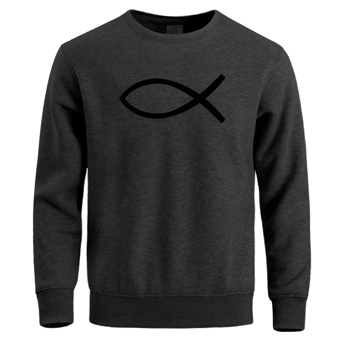 Толстовка с изображением рыбы Иисуса мужские толстовки капюшоном пуловер зимняя
