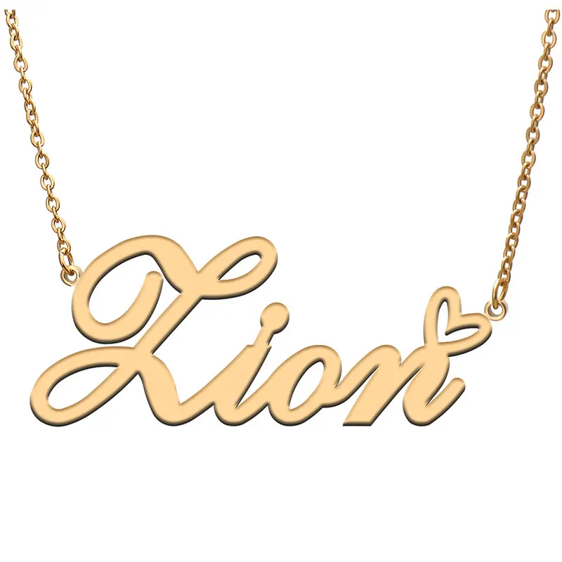 

Zion Love Heart Name Necklace Personalized Gold Plated Stainless Steel Collar for Women Girls Friends Birthday Wedding Gift