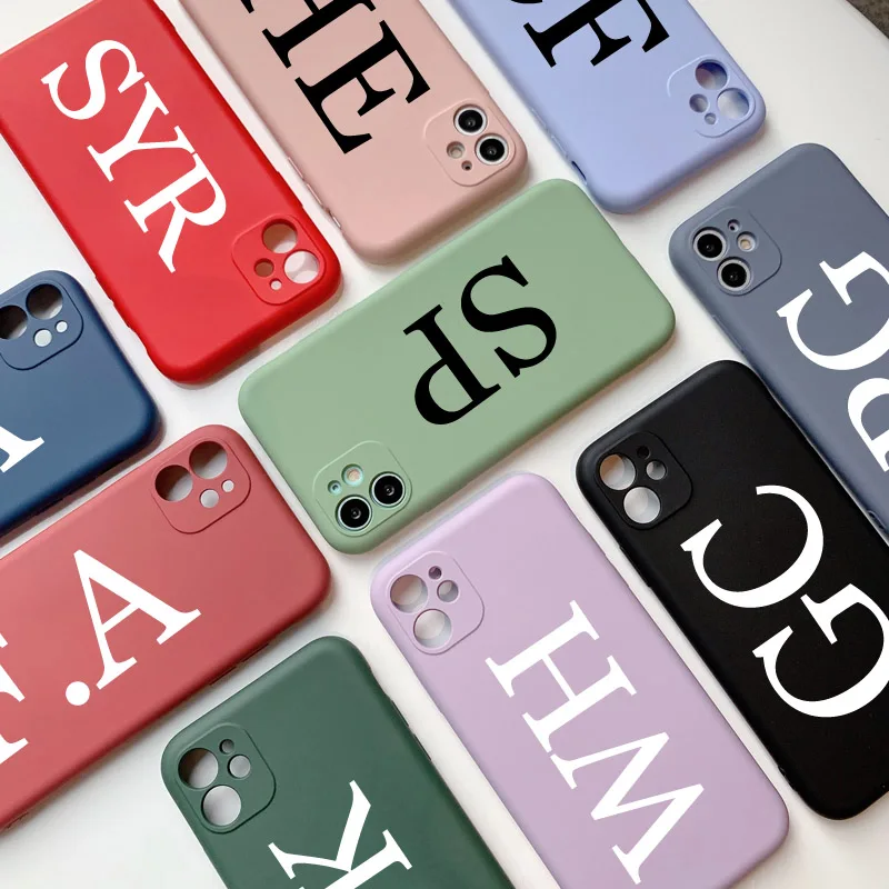 Кастомный чехол для телефона с инициалами имени для iphone 13 Pro Max 6S 7 8 Plus X XS XR 11 12 Mini MAX на жидкостном силиконе.