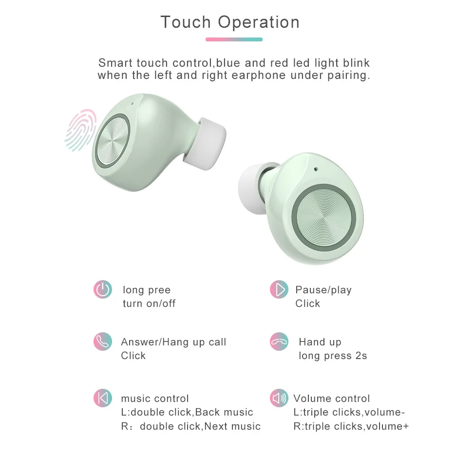 Тип-C наушники-вкладыши TWS True Беспроводной Bluetooth гарнитура 5 coiours сенсорном Hi-Fi