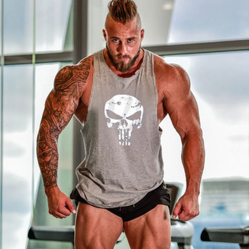 Мужские модные футболки без рукавов Футболка для фитнеса майка тренировок