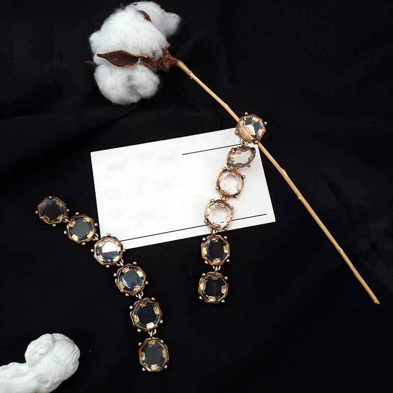 Металлический бампер с акриловым инкрустированные длинные модные серьги