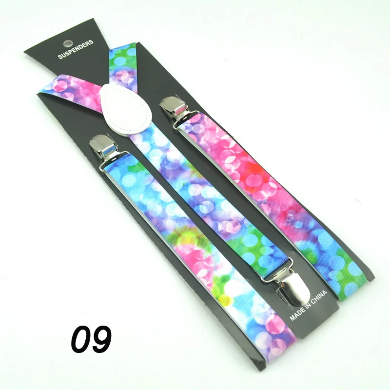 Colorful dot Модные 8 цветов, разноцветные подтяжки 1 дюйм/2,5 см, тонкие эластичные регулируемые подтяжки для женщин и мужчин, y-образные подтяжки - Цвет: Colorful dot