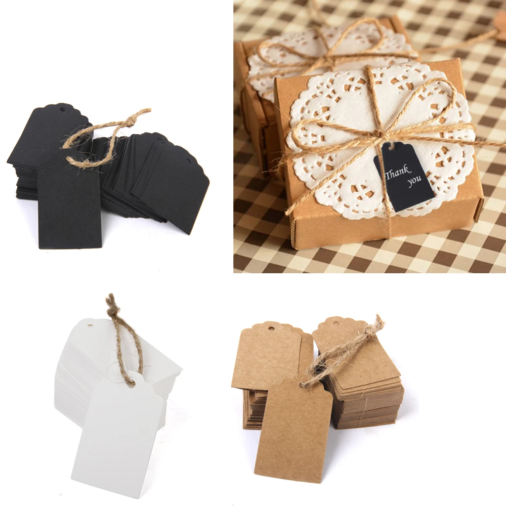 

100 Kraft Paper Tag Luggage Wedding Party Gift Cards + String