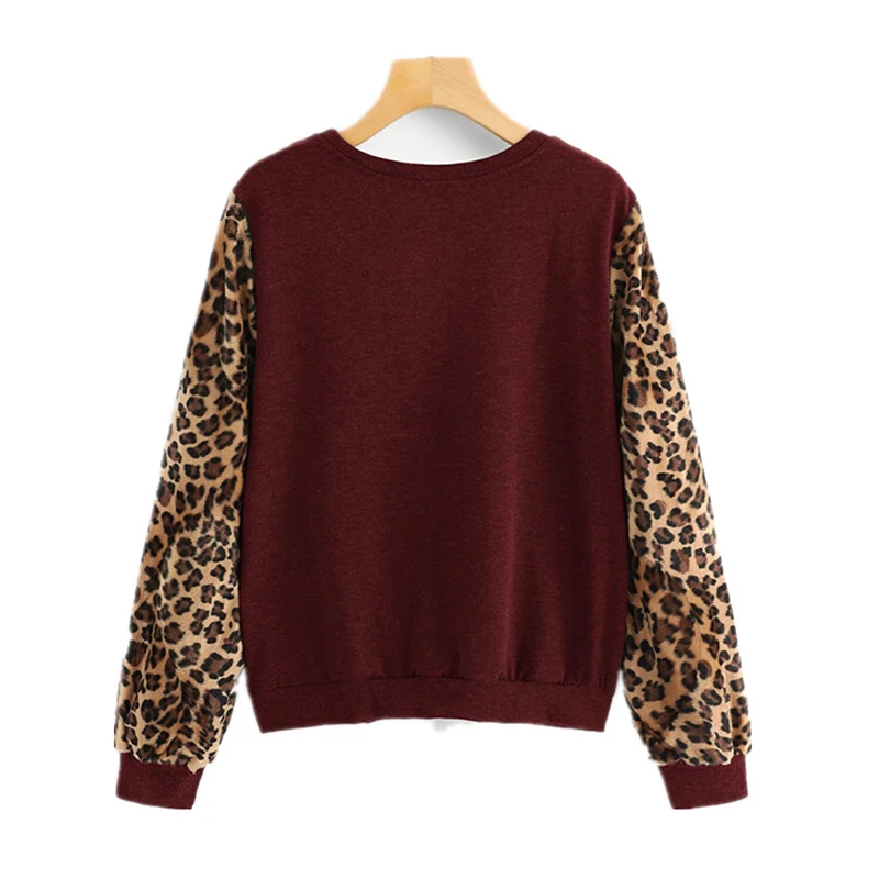 Женский свитшот с леопардовым принтом длинным рукавом | Женская одежда