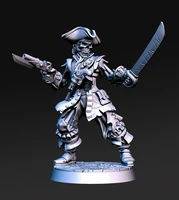 124 75mm 132 56mm resin model skeleton pirate figure unpainted no color rw 166