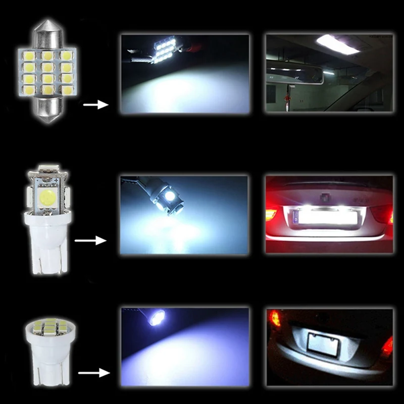 

13PCS Accessories Interior lights LED car interior light marker lamp Side Wedge parking bulb canbus auto for Lada car styling