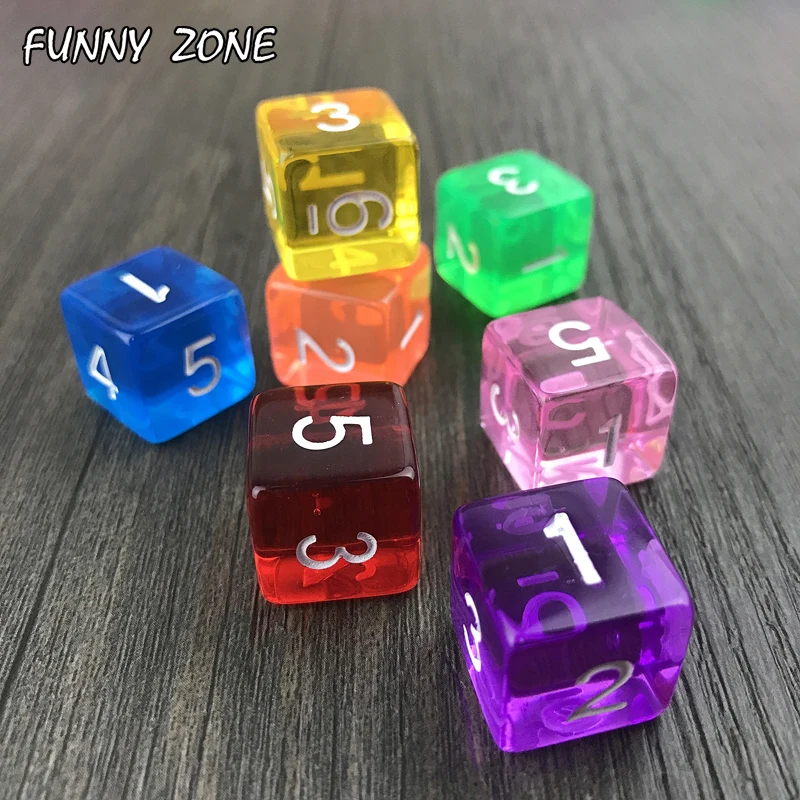 Высокое качество многогранный прозрачный/прозрачный цифровой D6 игральные кости