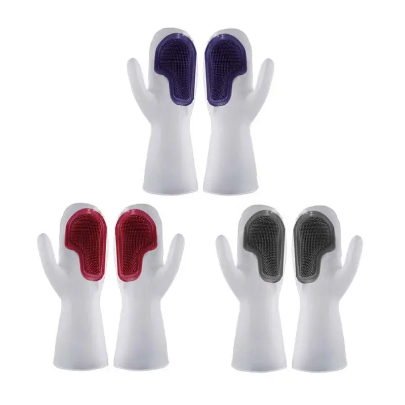 1 пара магия силикона посудомоечный скребок резиновый скраб перчатки Кухня