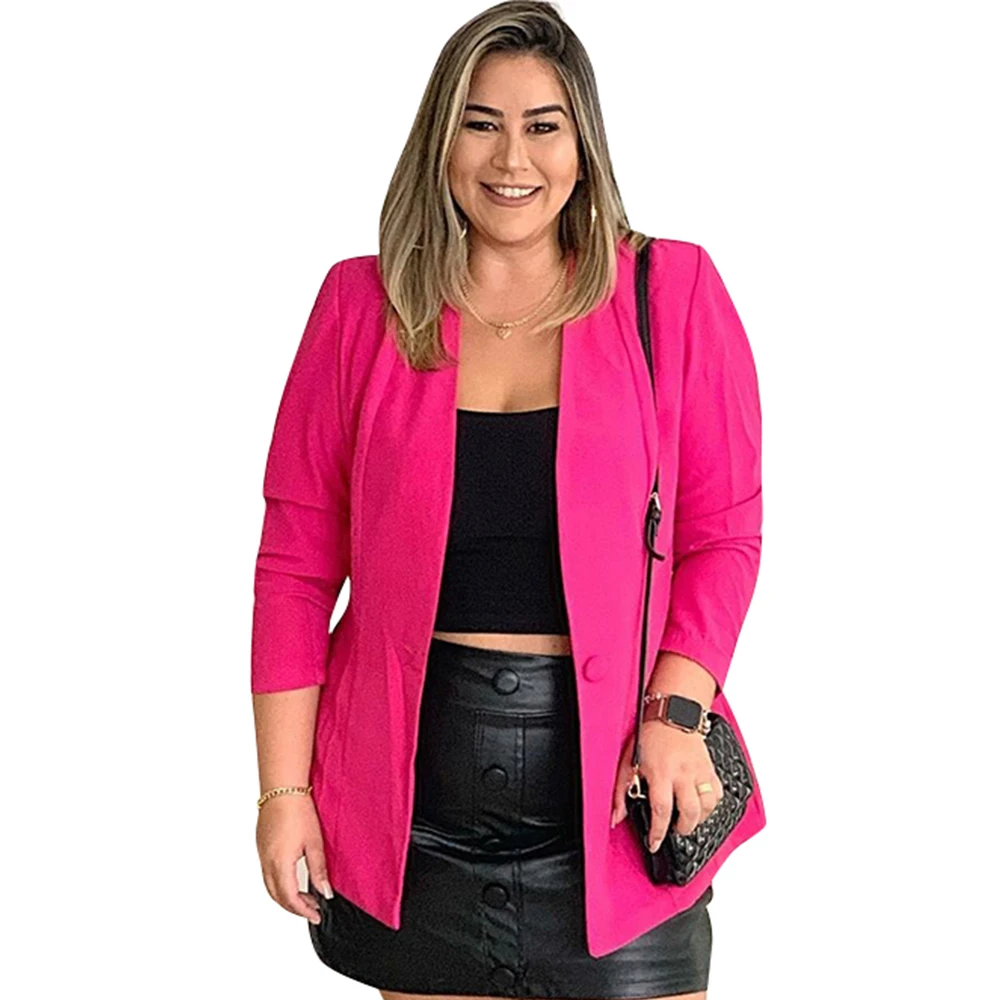 5XL Блейзер Женский плотый вязаный кардиган куртка плюс размер Bleizer Mujer мода OL Блейзер Femme бизнес blaser feminino D30