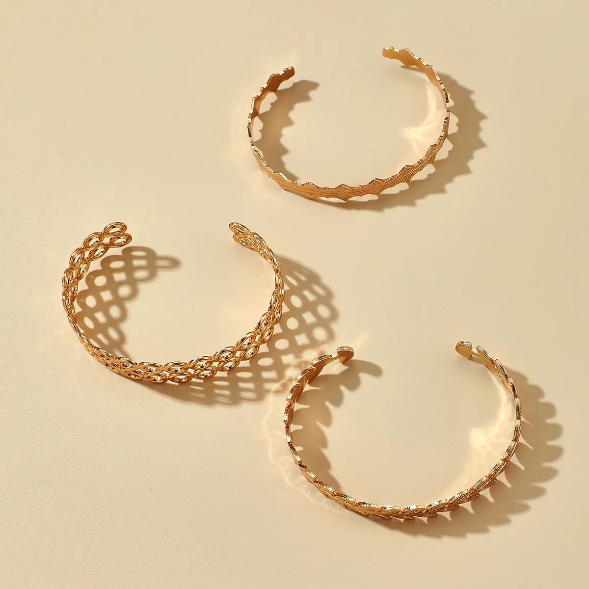 

Aesthetic Kpop Grunge Wide Gold Color Bracelets For Women Hip Hop Rock Digital Leaves Geometric Jewelry For 2021 Valentine's Day