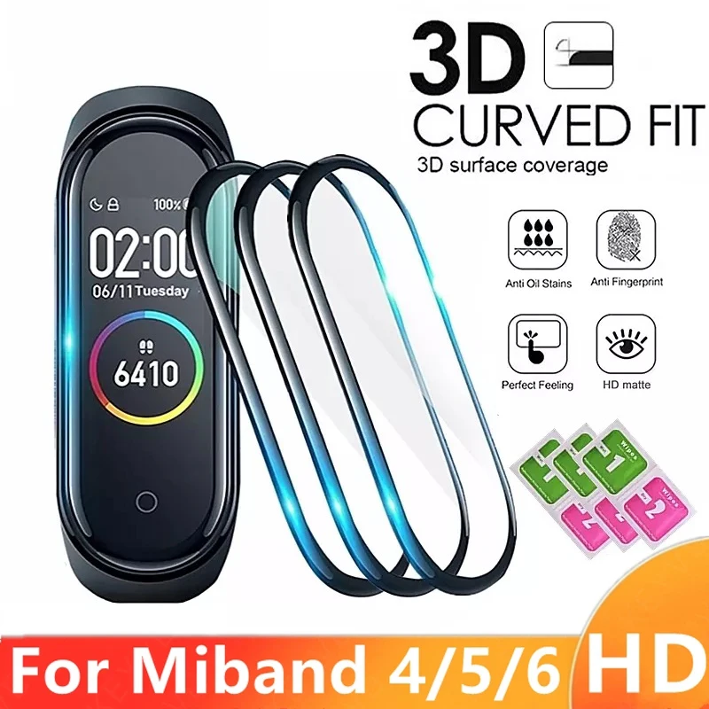 1/2/3/5 шт. 3D Защитное стекло для Xiaomi Mi Band 6 5 4 Защита экрана Miband умный ремешок band5