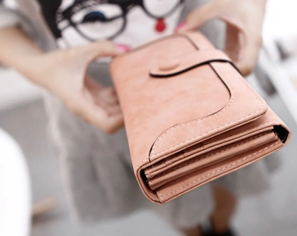 Брендовый женский кошелек ретро матовый прошитый длинный держатель для карт