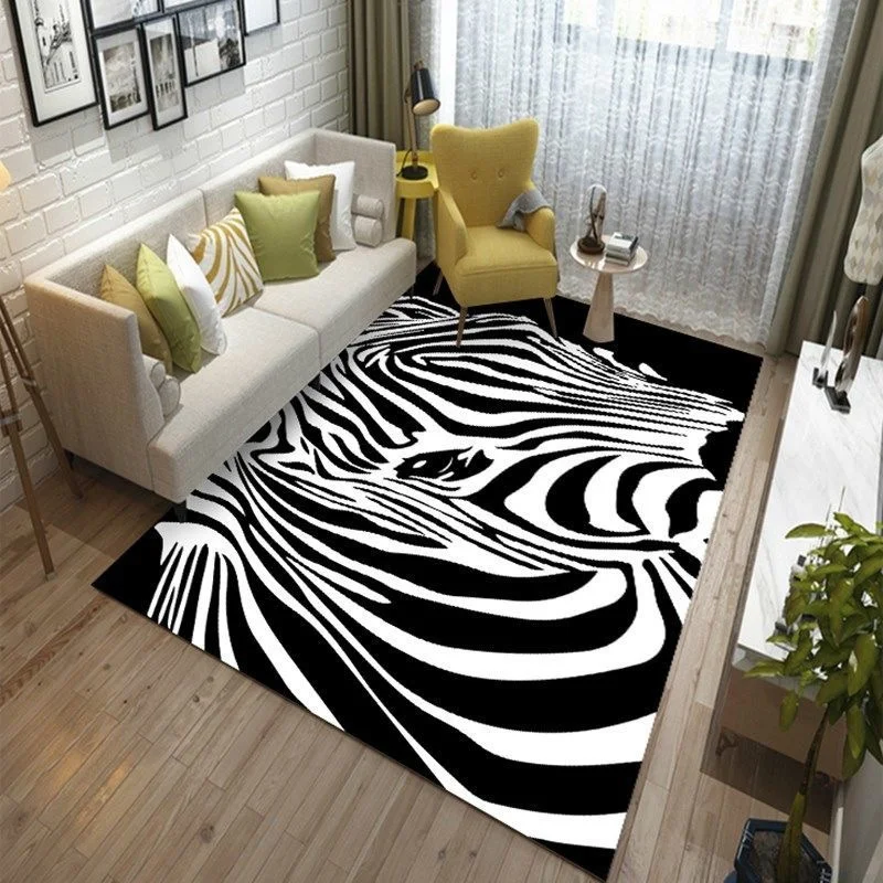 Декоративный коврик в виде зебры для спальни прикроватный столик напольный софы