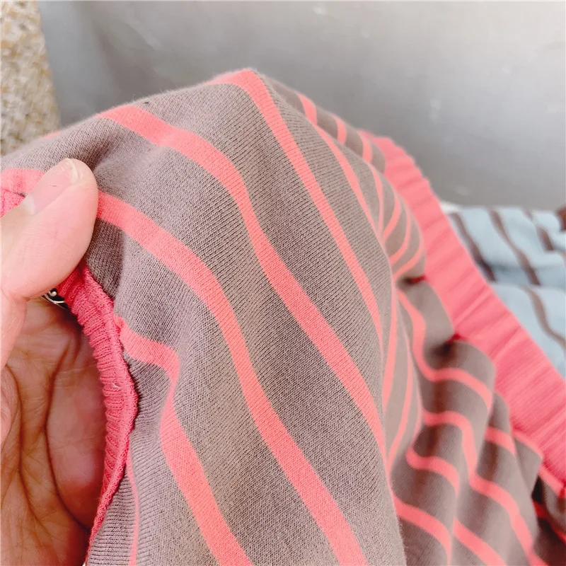 

PP Pants Girls 2021 Summer children's Wear New Striped Casual Pants Kids 19215